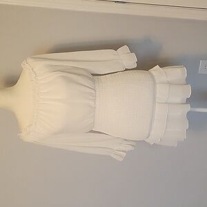 Peach Love California White Off-Shoulder Dress, Size S